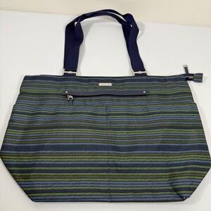 Baggallini Multicolor Striped Tote Bag‎ Navy Blue Green Medium Everyday Bag
